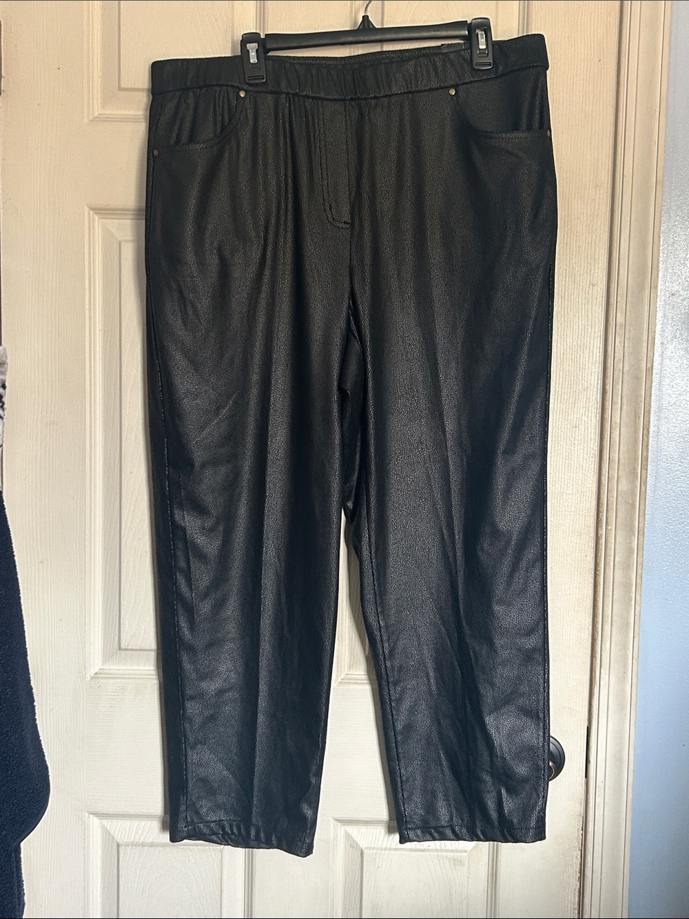 NWT Alfred Dunner faux leather black modern fit pants size 18W